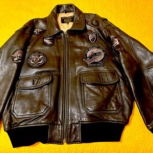 Schott Wings of Gold Navy Authentic Aviator Leather bomber